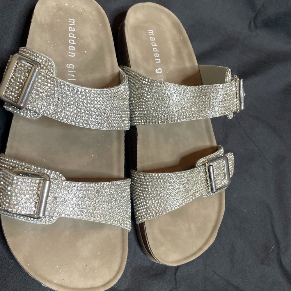 steve madden girls size 6 rhinestone buckle sandles - Picture 1 of 2